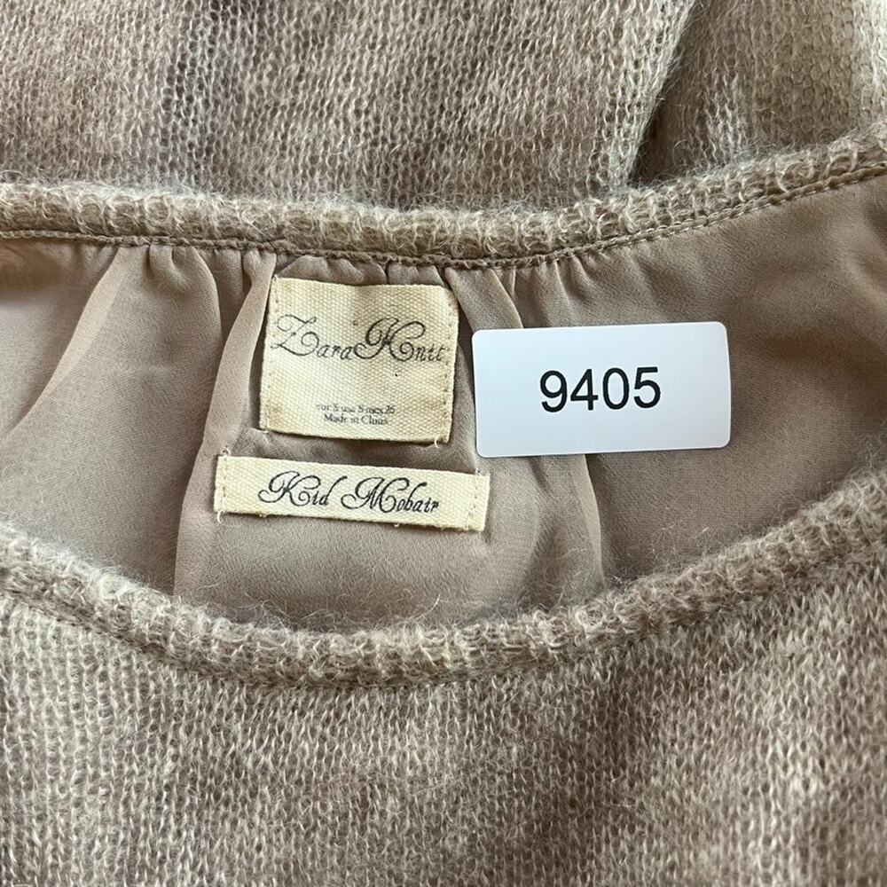 Lara Knit Light Sweater Women's S Brown Kid Mohair Wool Pullover Lined - Picture 5 of 6